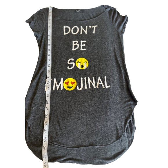 Don't Be So Emojinal by Love J U.S.A. T-Shirt Gray Size Women M Polyester Blend - Picture 4 of 5